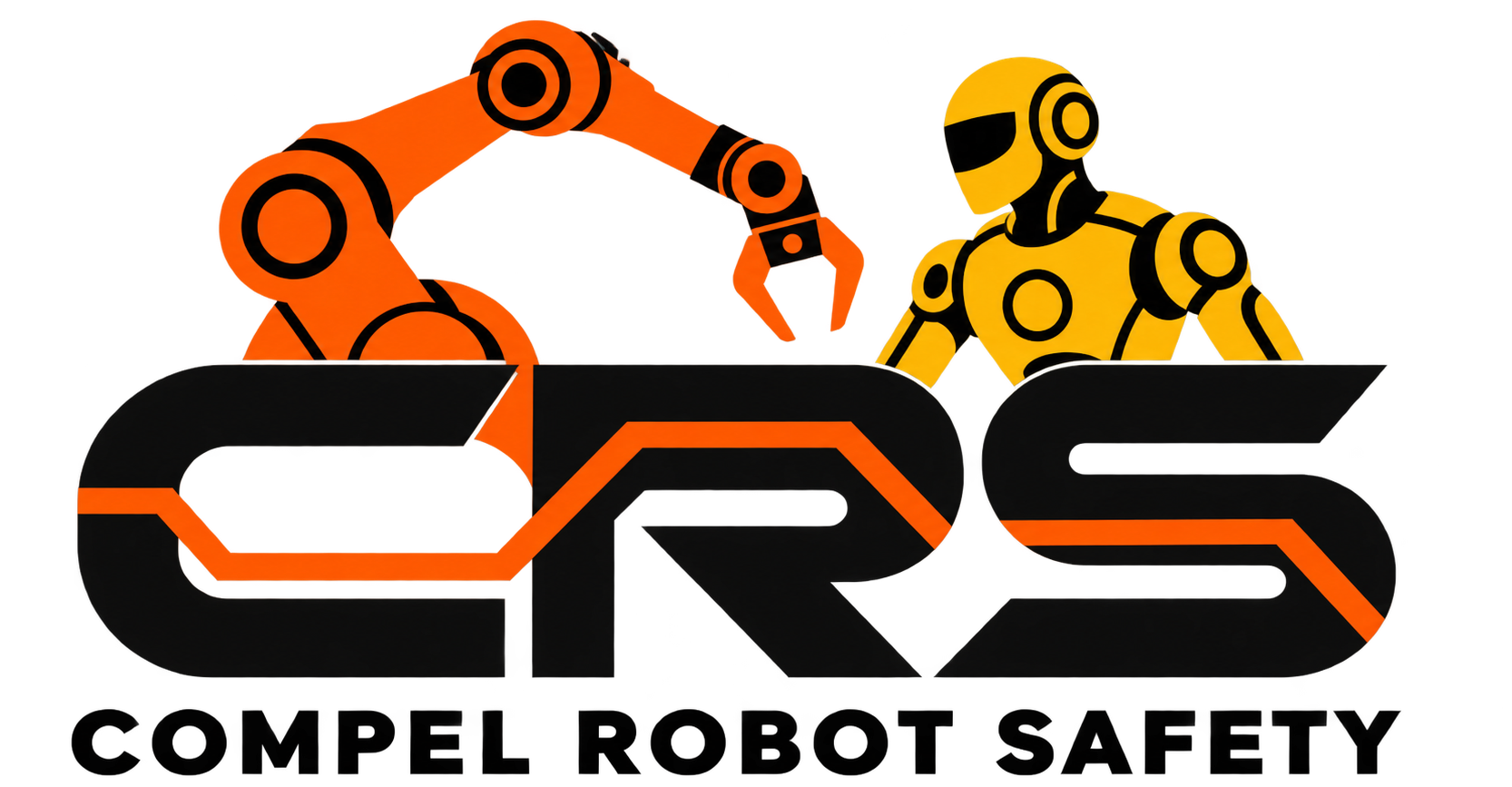 Compel Robot Safety logo with orange robot arm and yellow humanoid behind the CRS letters